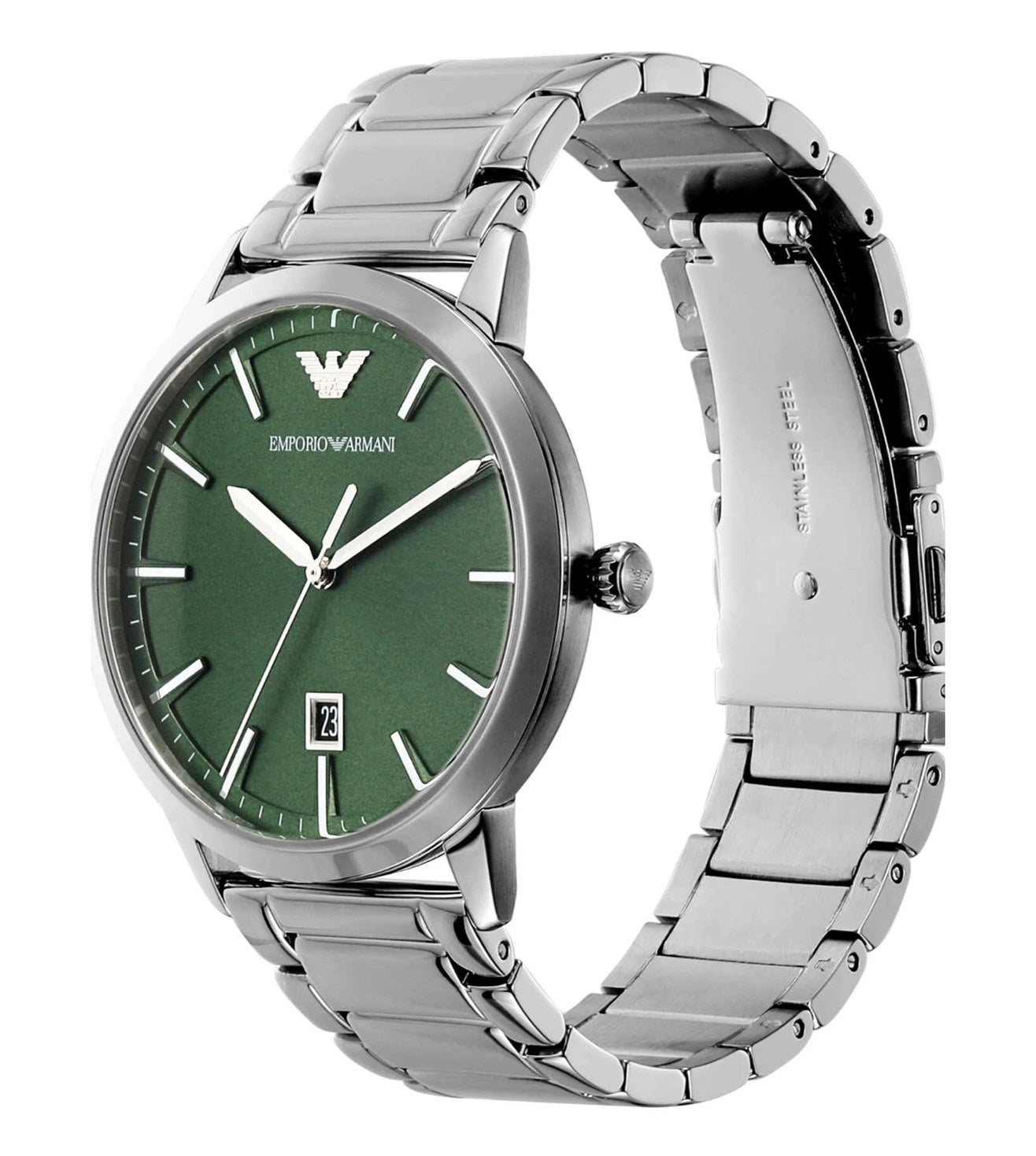 AR11575 Emporio Armani | Green Round Dial St Steel Analog Watch (Men)