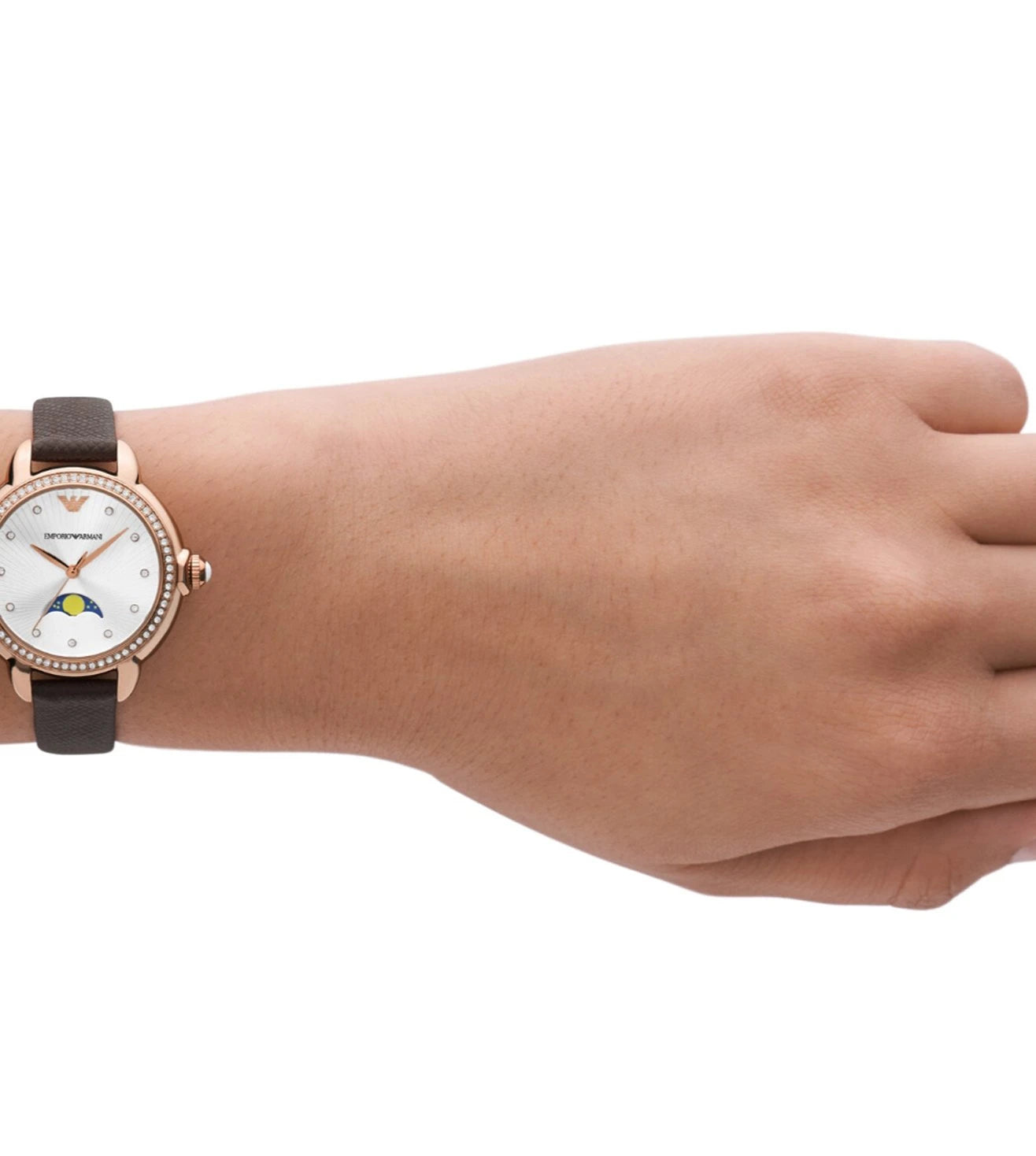 AR11568 Emporio Armani | Round Silver Dial Analog Watch (Women)