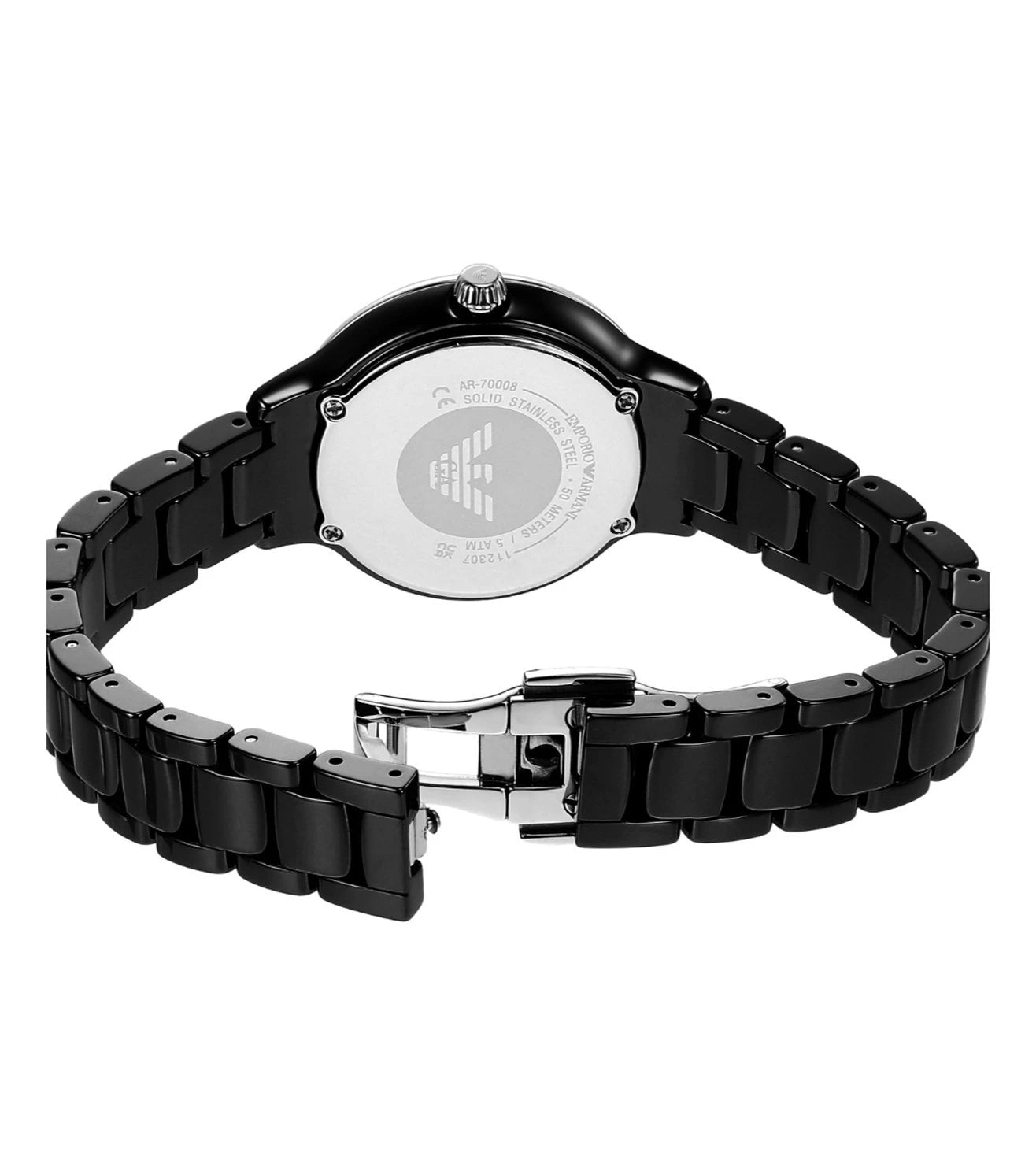 AR70008 EMPORIO ARMANI | Black Round Dial Analog Watch (Women)