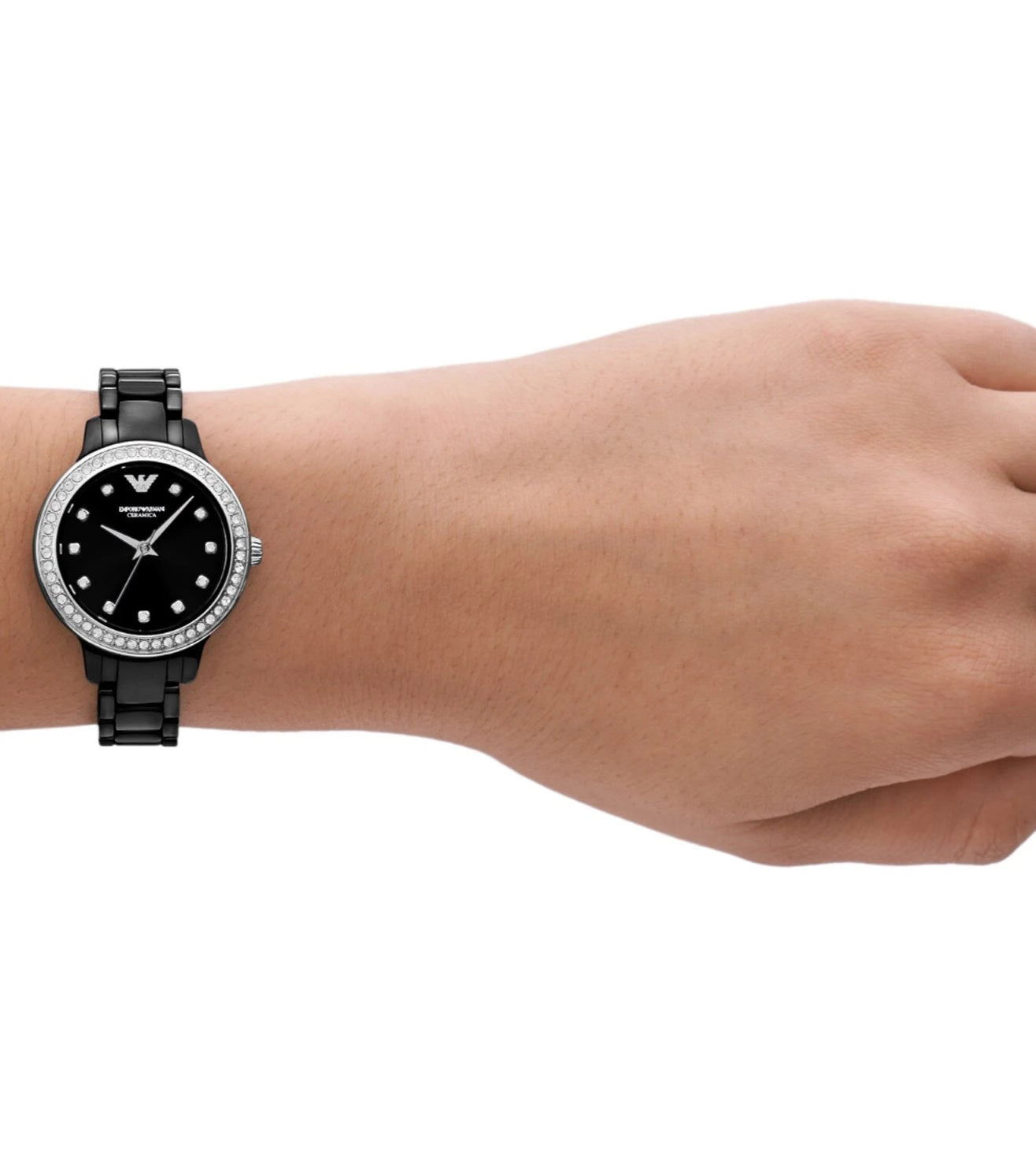 AR70008 EMPORIO ARMANI | Black Round Dial Analog Watch (Women)