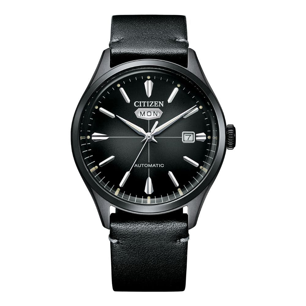 Citizen Black Dial With Leather Strap Automatic Men Watch - NH8395-00E