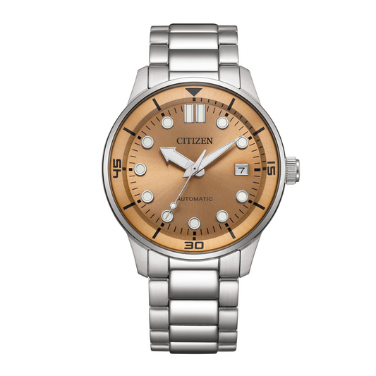 Citizen Mechanical Brown Dial Stainless Steel Analog Men’s Watch - NJ0191-83X