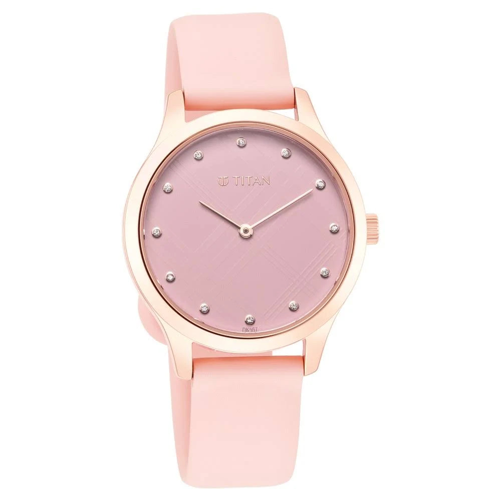Titan Athleisure Pink Dial Analog Rubber Strap watch for Women NQ95125WP02
