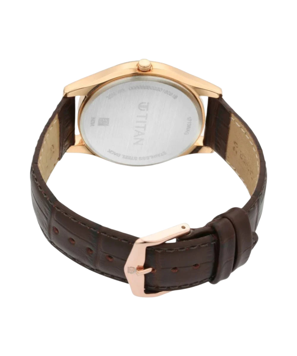 Titan Lagan Blue Dial Analog Leather Strap Watch for Men NS1713WL01