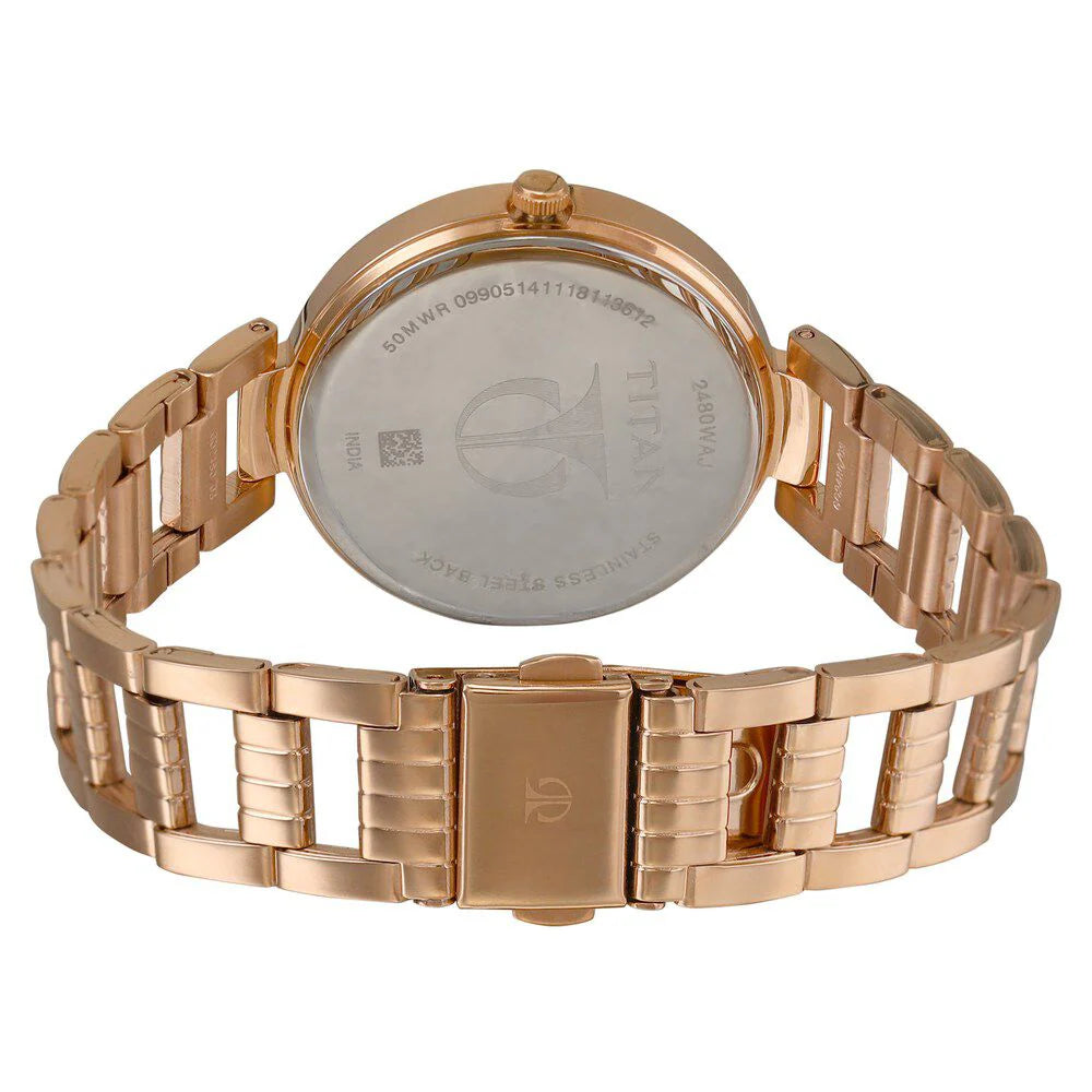 Titan Sparkle Pink Dial Analog Stainless Steel Strap Women watch NS2480WM03
