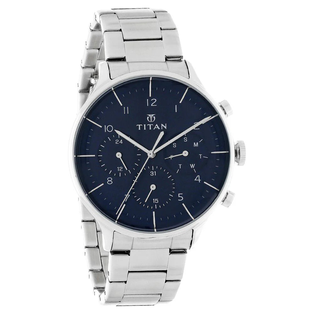 Titan Quartz Multifunction Blue Dial Watch for Men NS90102SM01
