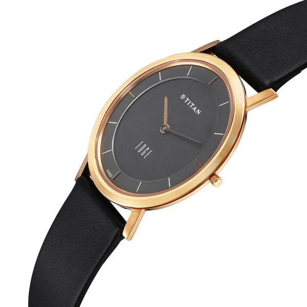 Titan Quartz Analog Anthracite Dial Leather Strap Men's Watch - NT1595WL09