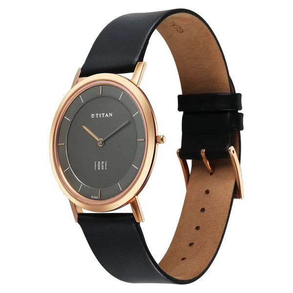 Titan Quartz Analog Anthracite Dial Leather Strap Men's Watch - NT1595WL09