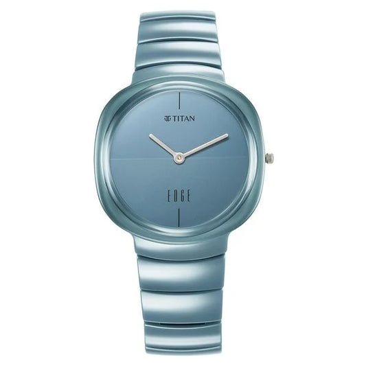 Titan Squircle Camo Quartz Analog Blue Dial Ceramic Strap Watch For Unisex NT1841QC07