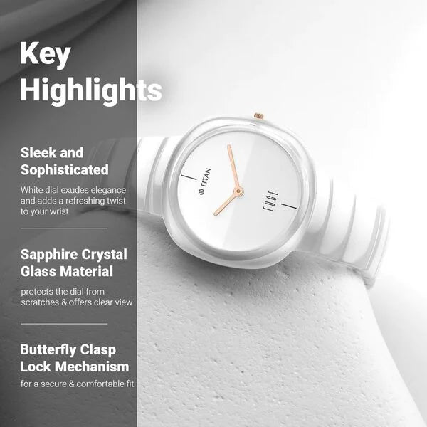 Titan Edge Squircle Quartz in Arctic White Unisex Watch - NT1841QC09