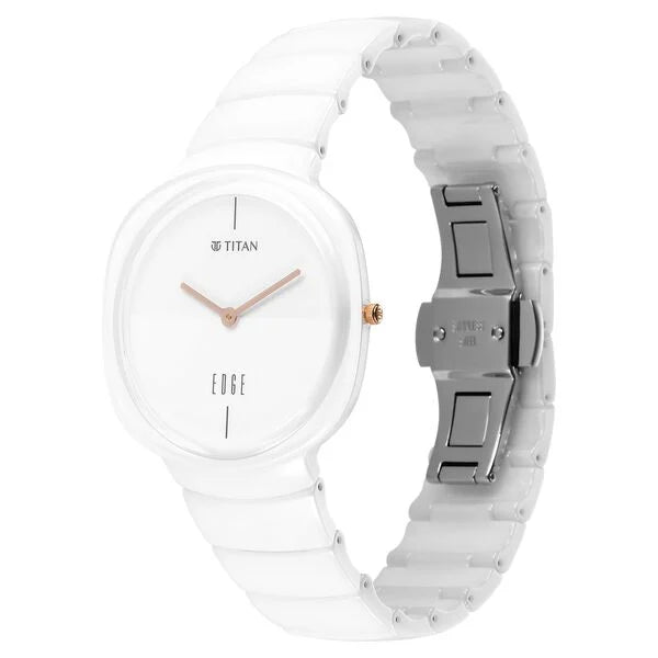 Titan Edge Squircle Quartz in Arctic White Unisex Watch - NT1841QC09