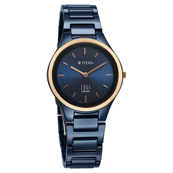 Titan Edge Bicolour Quartz Analog Blue Dial Watch For Women - NT2653KC11