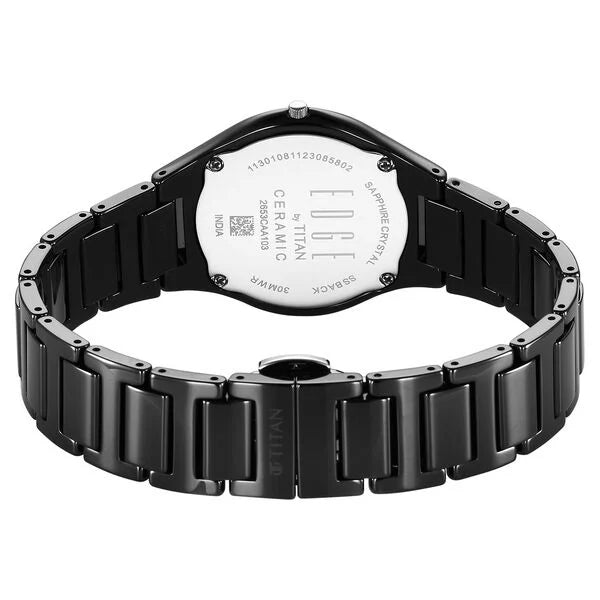 Titan Edge Ceramic Quartz in Glossy Black Dial Watch for Women - NT2653NC02