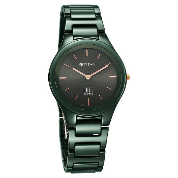 Titan Edge Ceramic Quartz in Glossy Green Dial Watch for Women NT2653QC06
