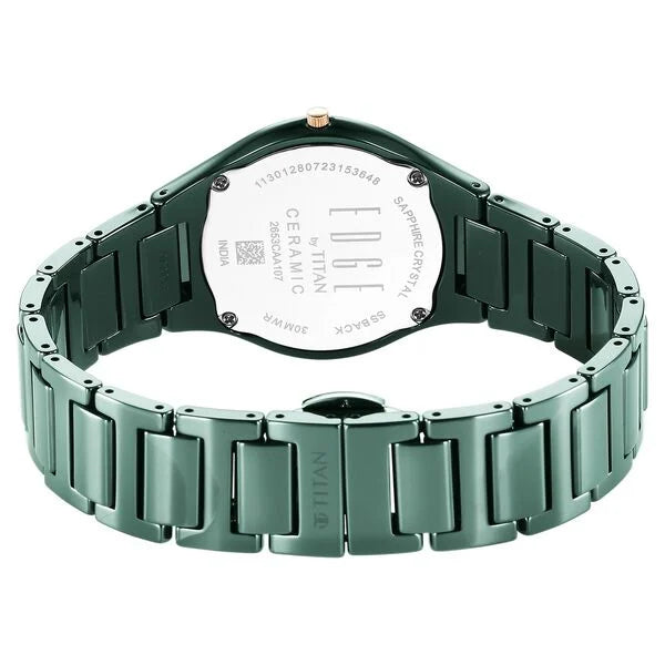 Titan Edge Ceramic Quartz in Glossy Green Dial Watch for Women NT2653QC06