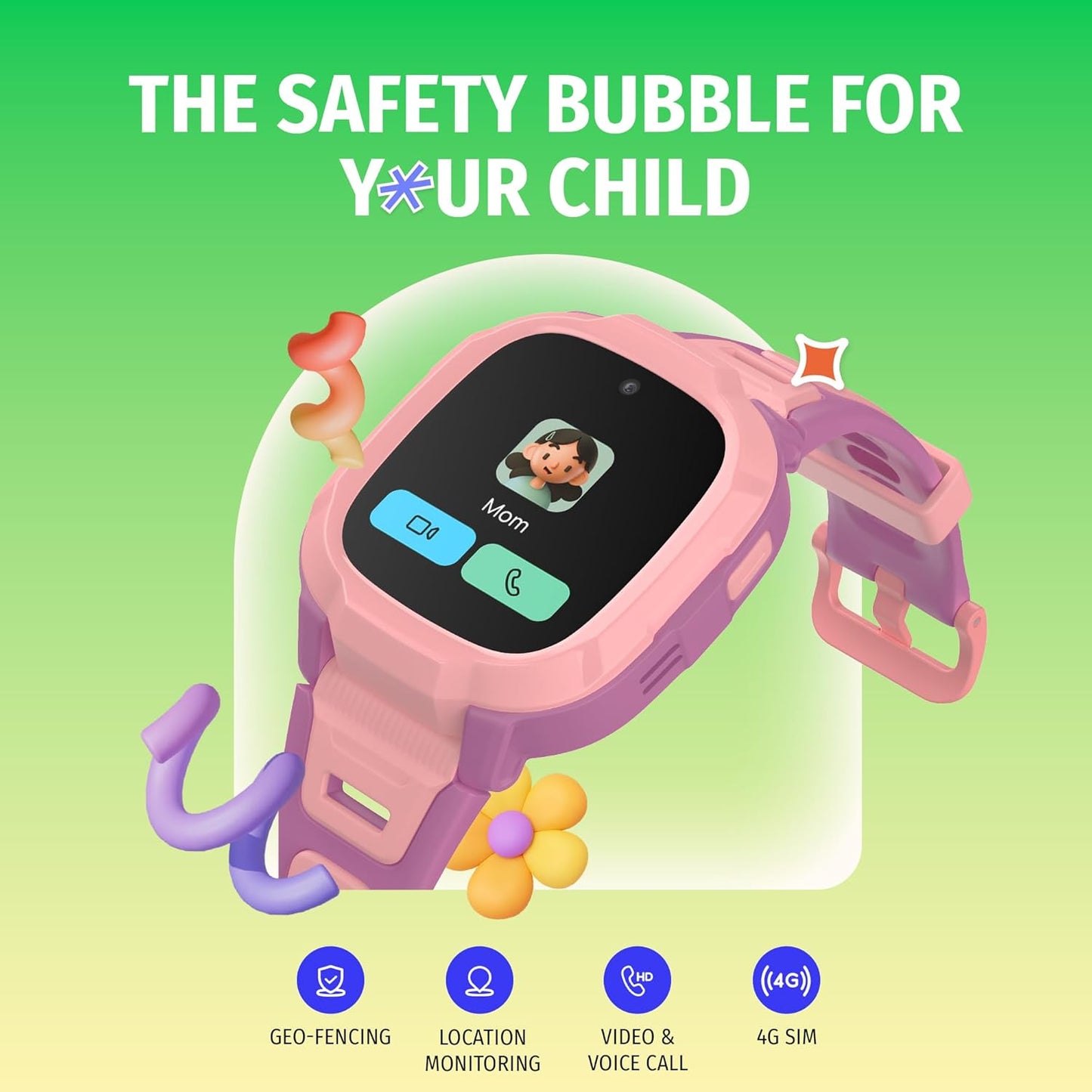 Noise Junior Explorer 2 Kids Smartwatch – 4G SIM, 2-Way Video & Voice Calls, Real-Time GPS, Geofencing, IP68, SOS Alerts (Frost Pop)