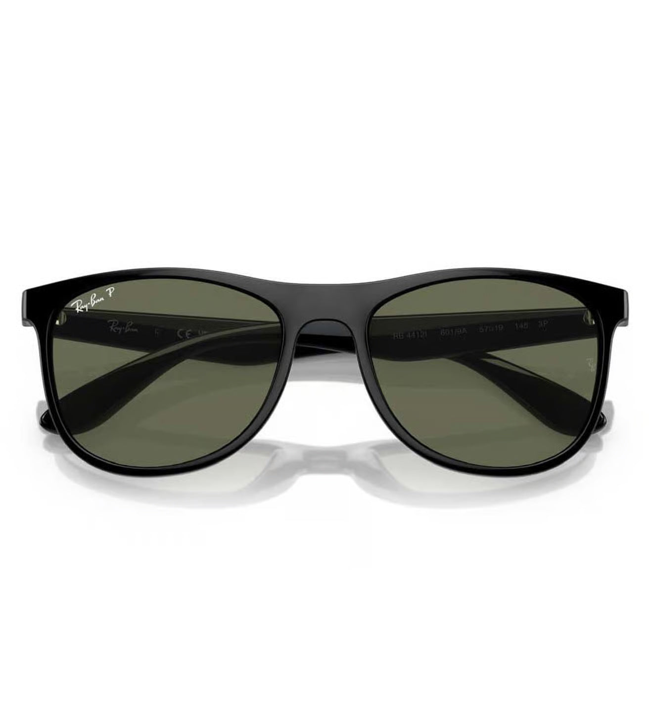 Ray-Ban RB4412I 601/9A Unisex Square Sunglasses – Polarized Green Lenses, Black Frame