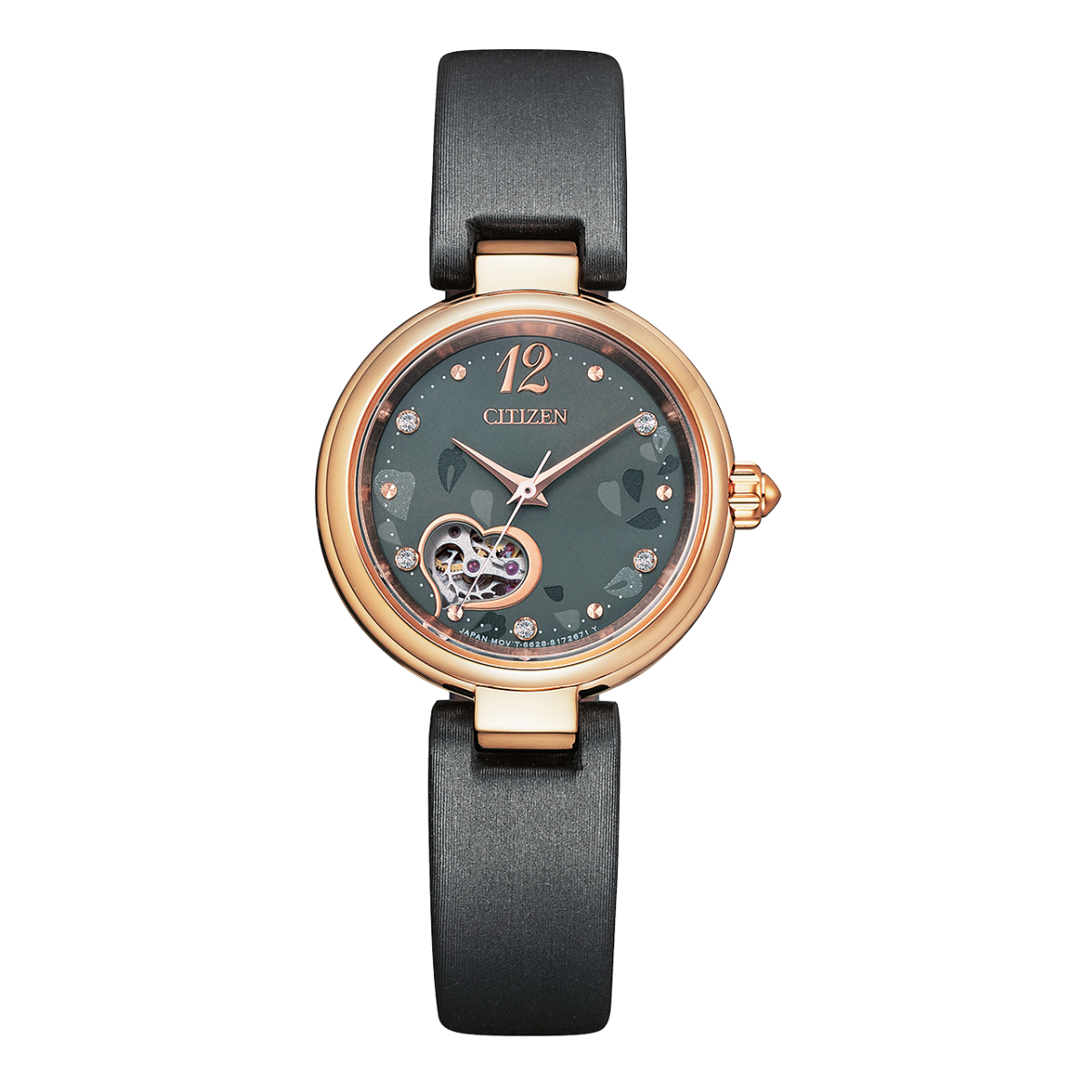 Citizen Diamond-Set Mechanical Black Dial Women Watch- PR1023-10H