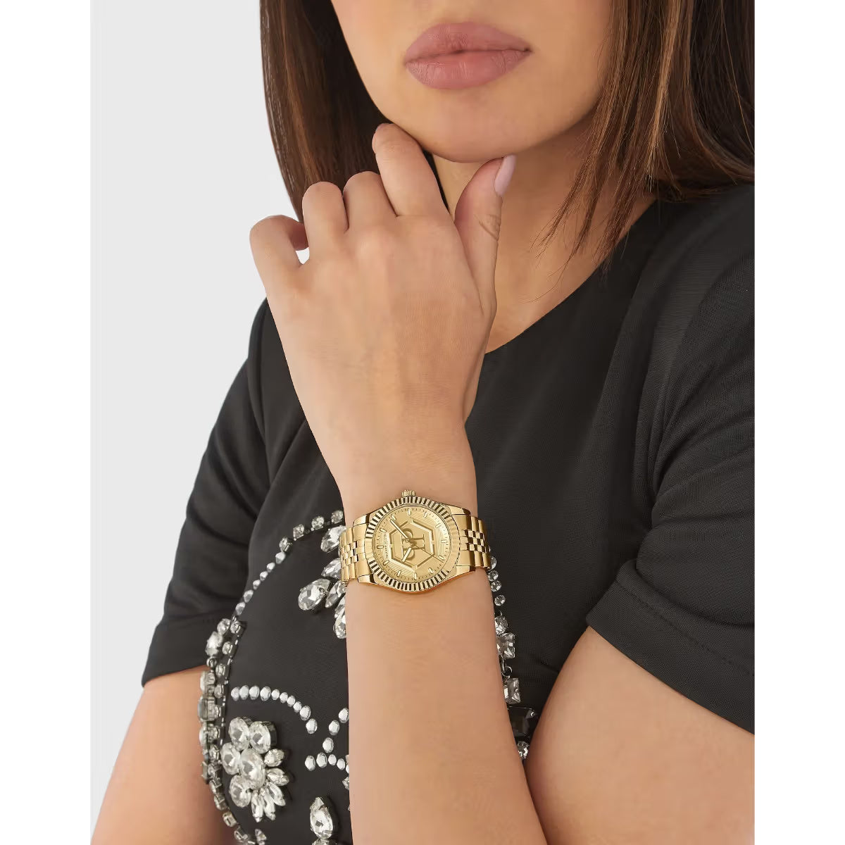 Philipp Plein Date Superlative Gold Dial Analog Women's Watch PW2BA0523