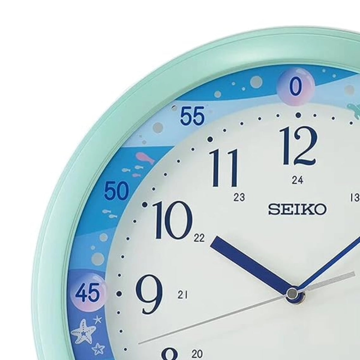 Seiko Wall Clock Elegant Round Blue Plastic Case Auto Constant Light QHA010MN