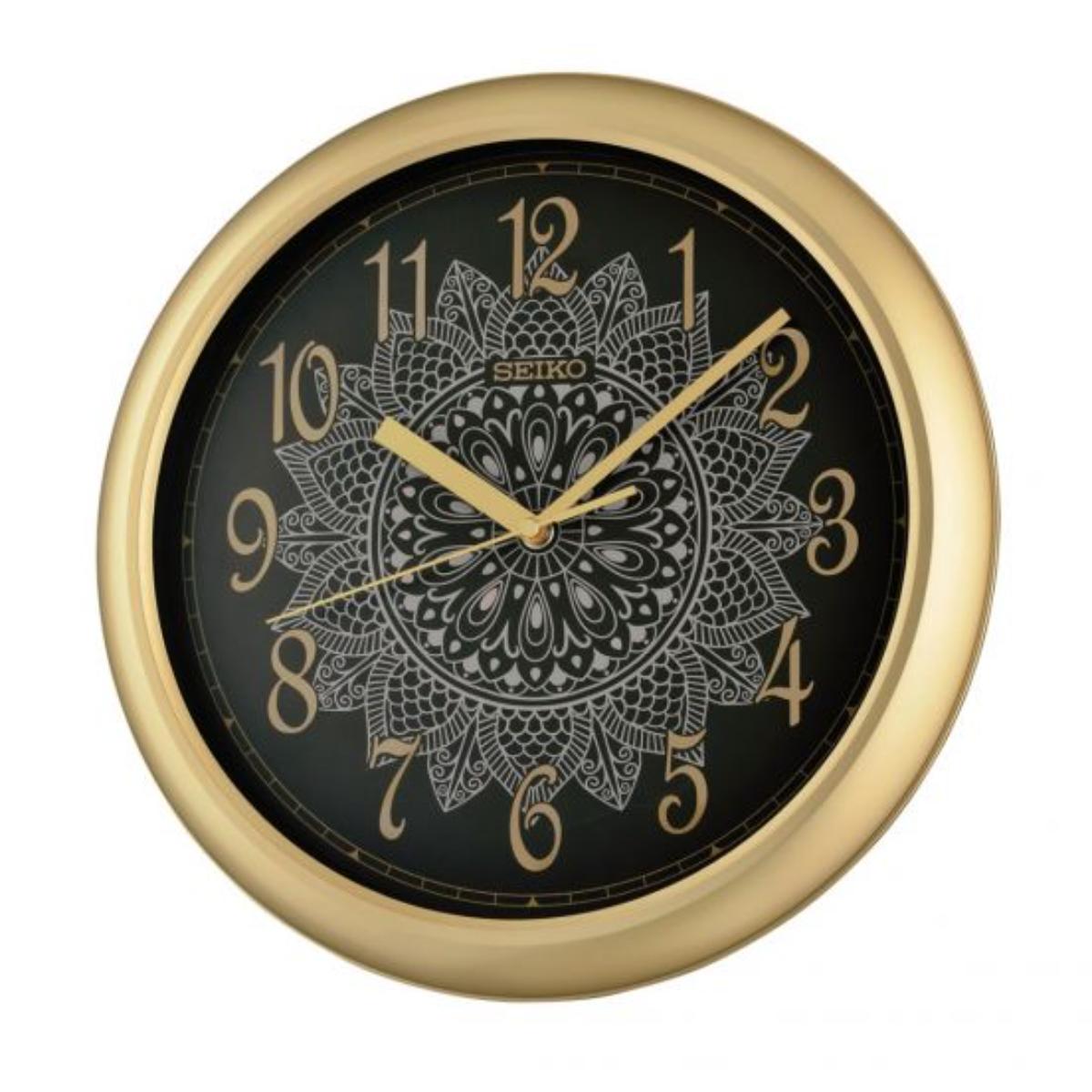 Seiko Wall Clock Gold Frame Plastic Analog QHA018G