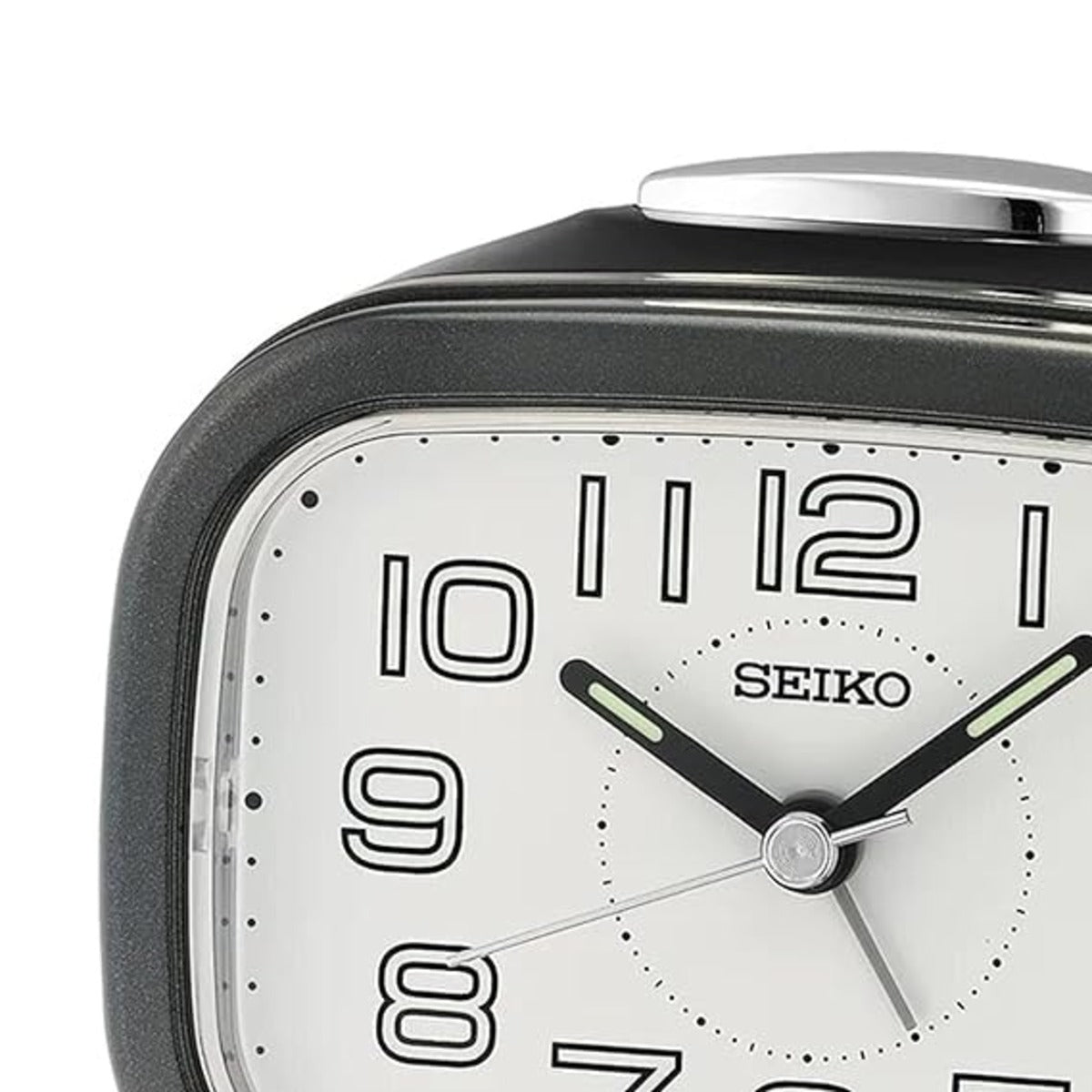 Seiko Table Clock Black Plastic Classic Bell Alarm Analog Lumibrite - QHK060KN
