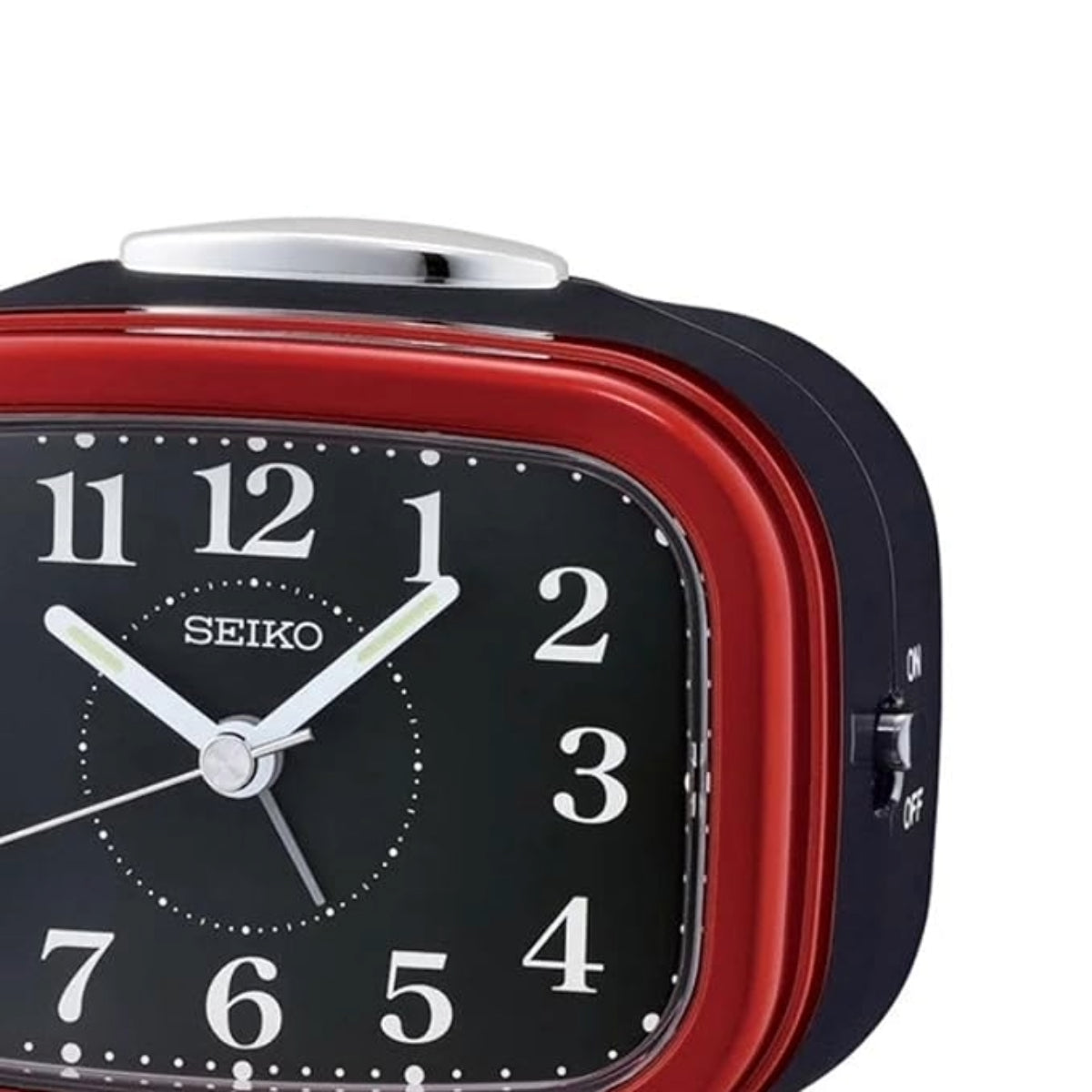 Seiko Table Clock Classic Rectangular Matt Finish Red Color Bell Alarm - QHK060QN