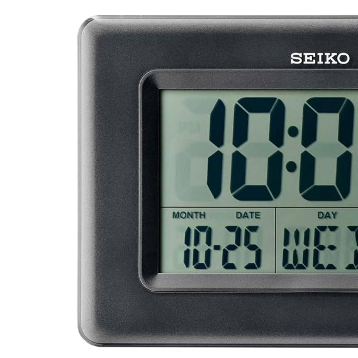Seiko Table Clock Elegant Rectangular Black Plastic Digital Alarm - QHL058KN