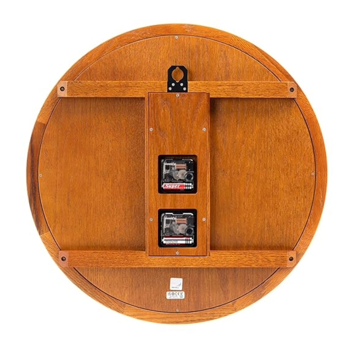Wooden reel with two tapes inside on a white background