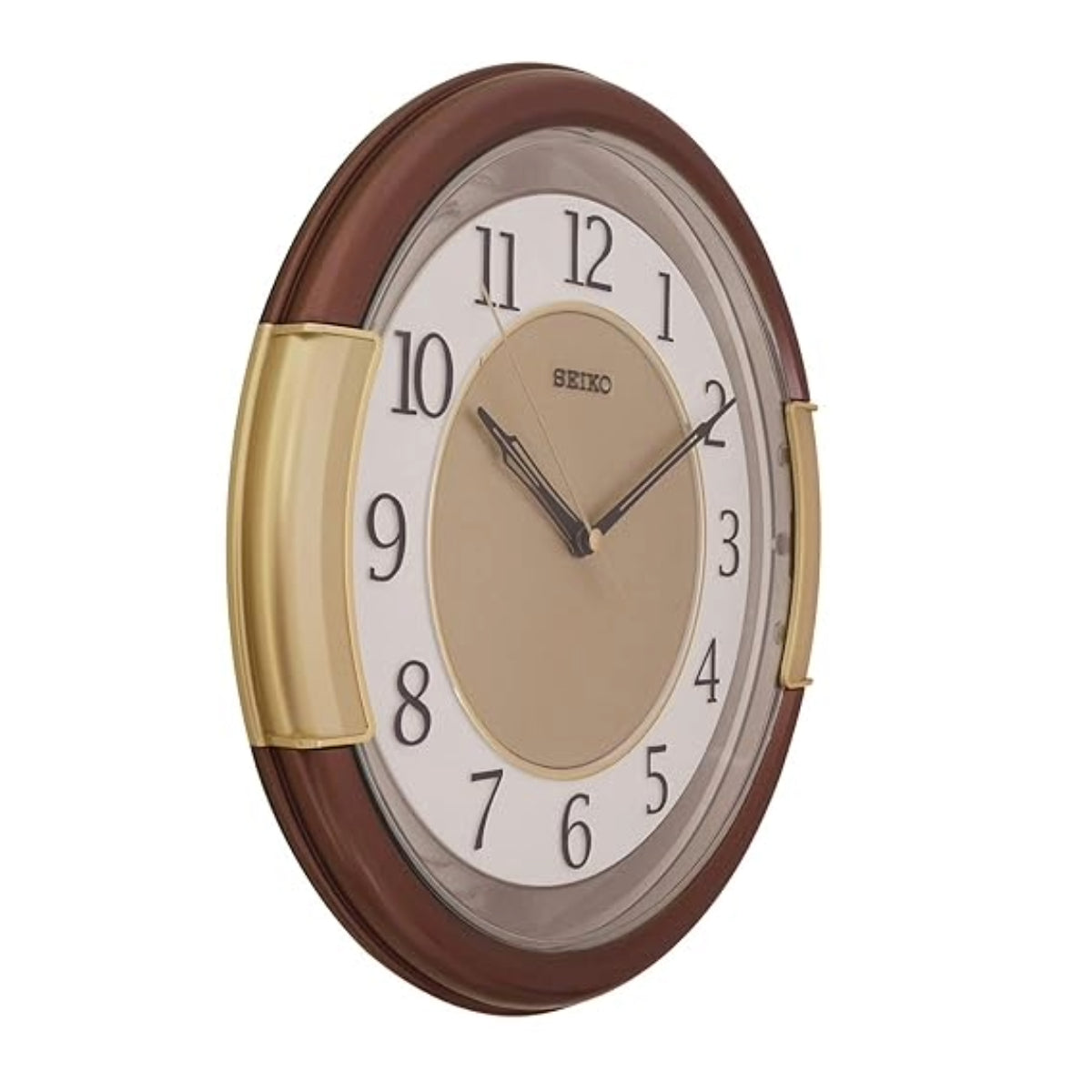 Seiko Wall Clock Elegant Round Brown Plastic Analog Home Decor QXA272B