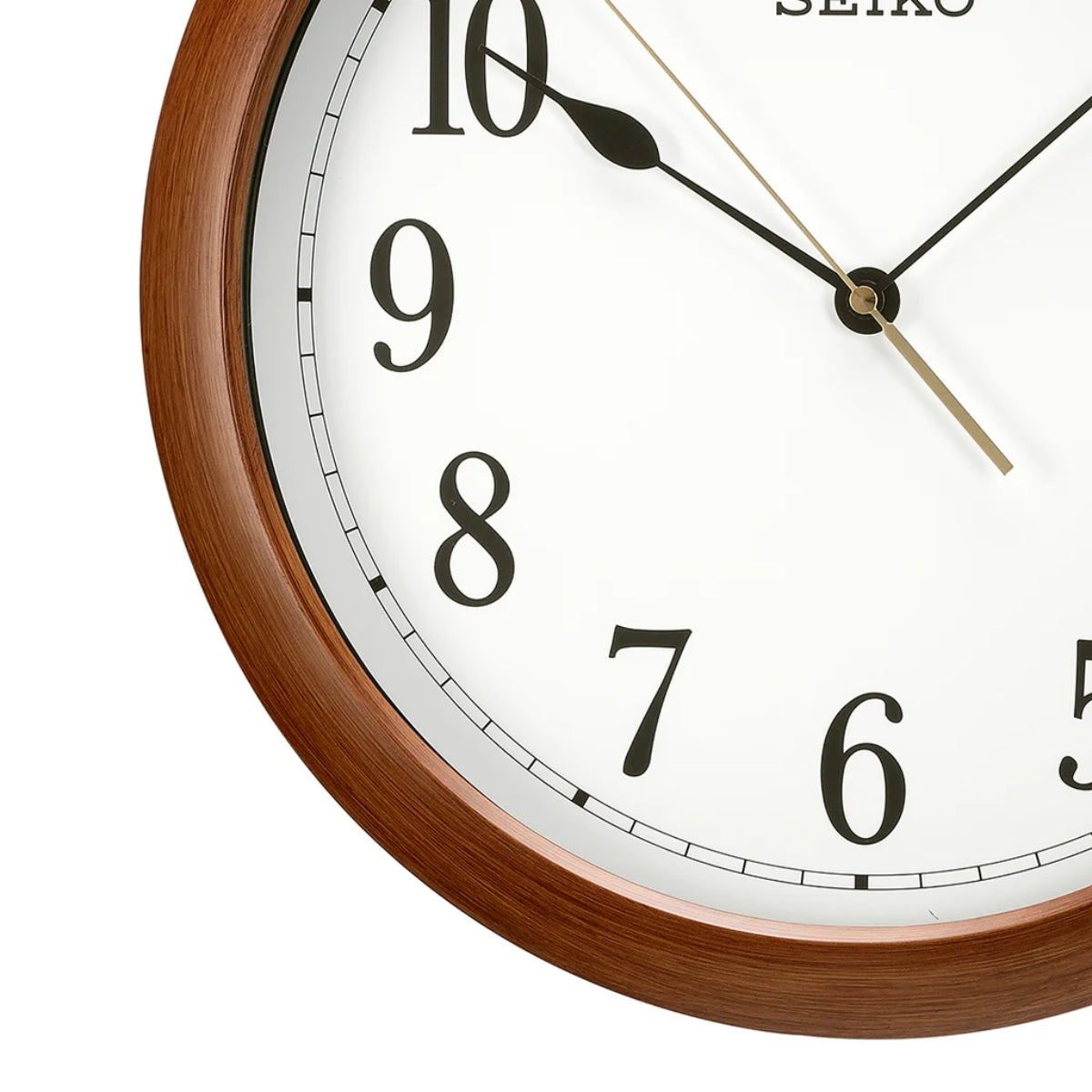 Seiko Wall Clock Large Brown Case Clock With Quiet Sweep QXA598B