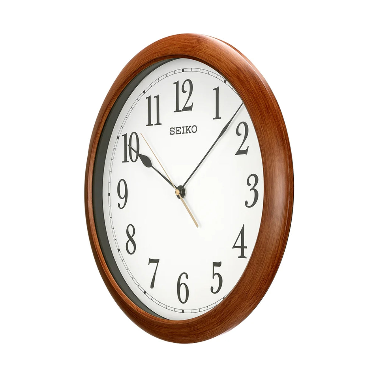 Seiko Wall Clock Large Brown Case Clock With Quiet Sweep QXA598B