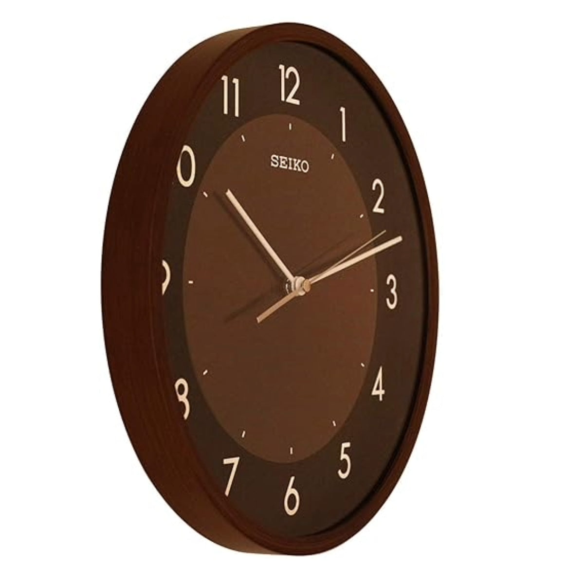 Seiko Wall Clock Plastic Case Elegant Brown Plastic With Sweep Movement QXA615ZN