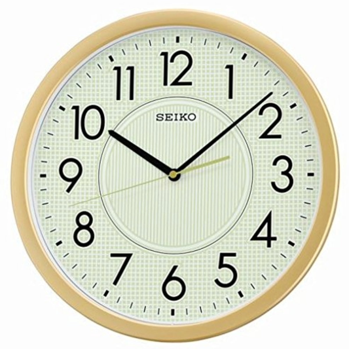 Seiko wall clock with gold frame and white face