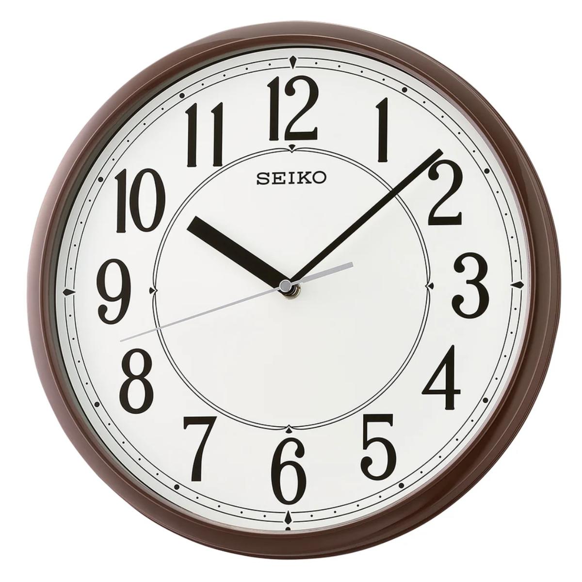 Seiko Wall Clock Brown Frame Plastic Analog QXA756B