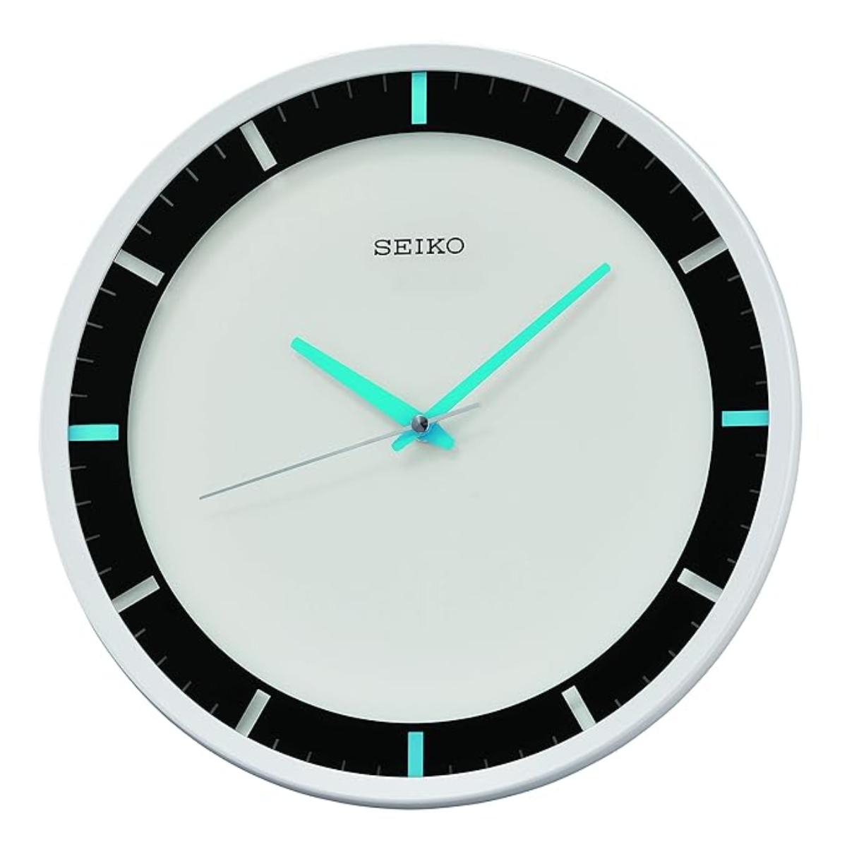 Seiko Wall Clock Elegant White Black Plastic QXA769WN