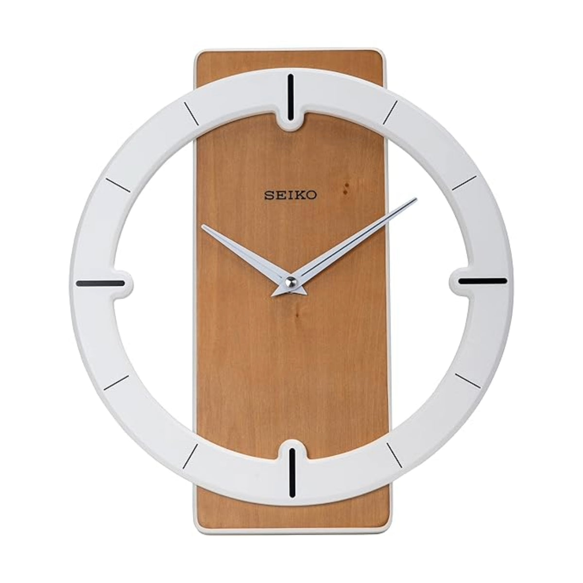 Seiko Wall Clock Designer White and Yellow Wooden Analog Home Decor QXA774BN