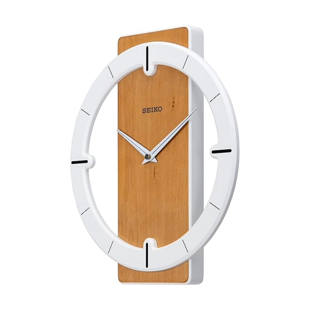 Seiko Wall Clock Designer White and Yellow Wooden Analog Home Decor QXA774BN
