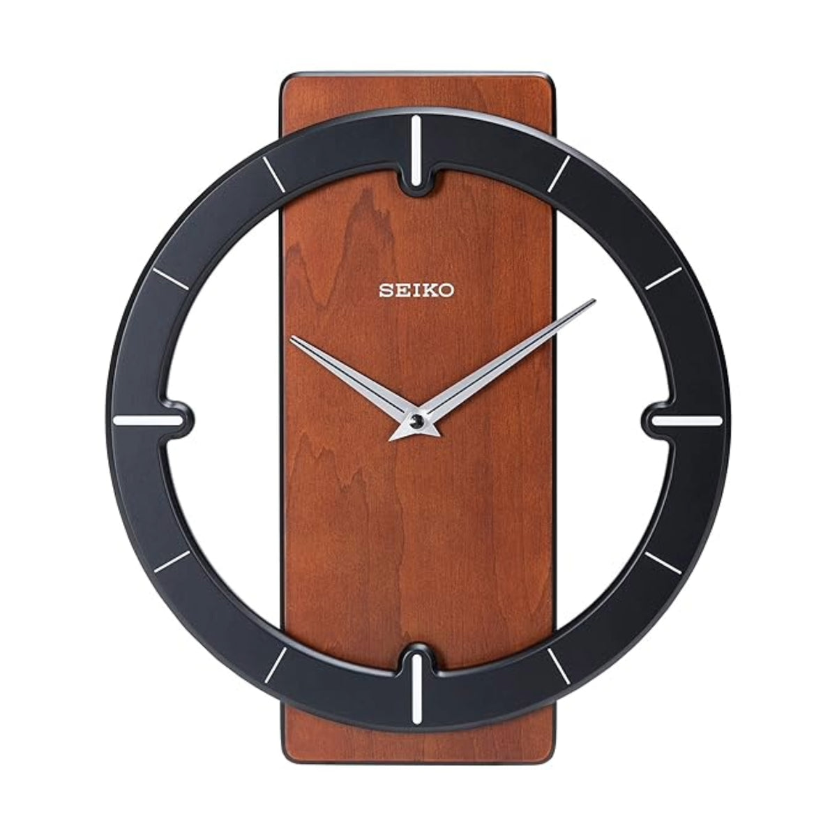 Seiko Wall Clock Designer Black and Maroon Wooden QXA774ZN