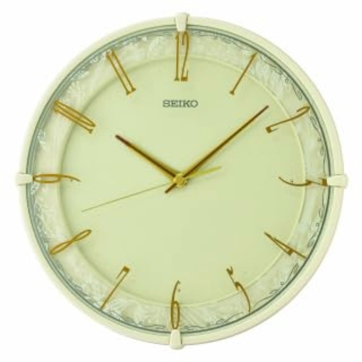 Seiko Wall Clock Beautiful Round Plastic Cream Color Case Analog QXA811CT