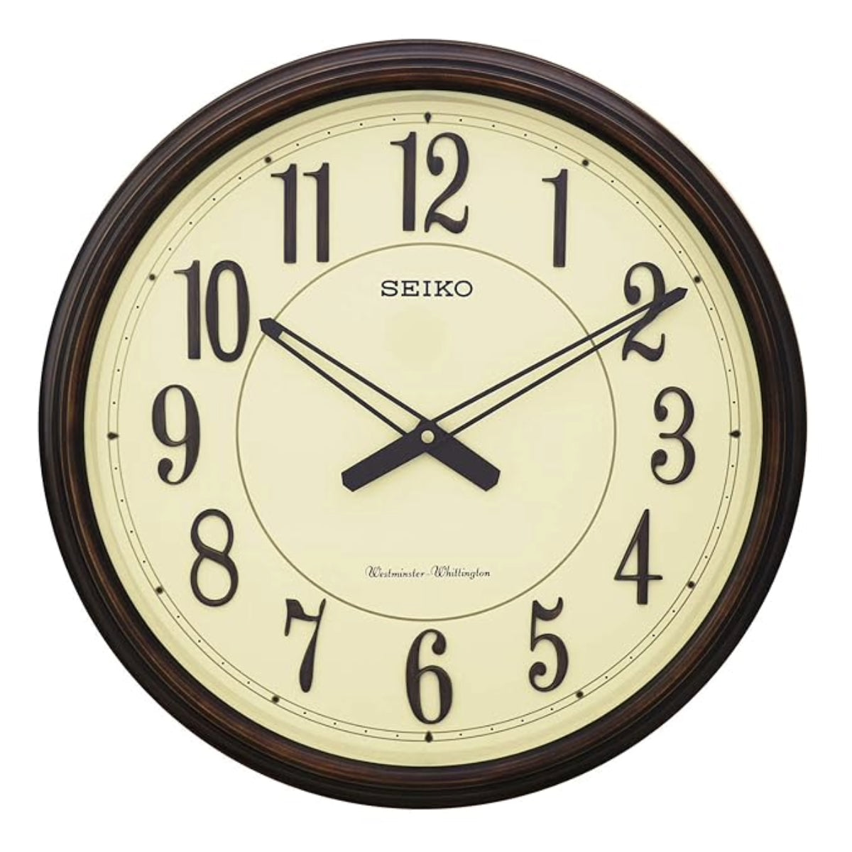 Seiko Wall Clock Elegant Round Black Plastic Analog Sweep Movement QXD212BN