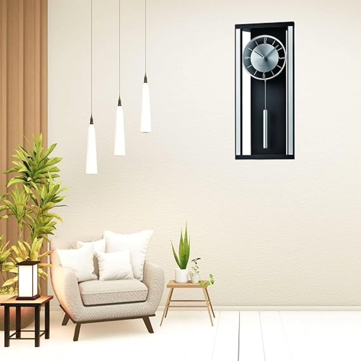 Seiko Wall Clock stylish Black Silver Wood QXH068KN