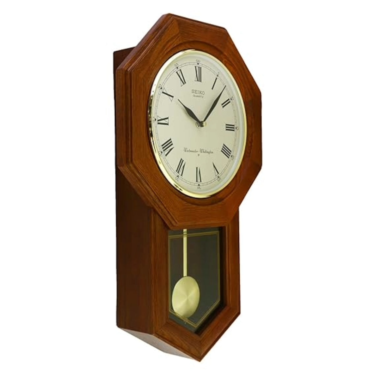 Seiko Wall Clock Elegant Vertical Pendulum Brown Wooden Analog Musical Home QXH102BN