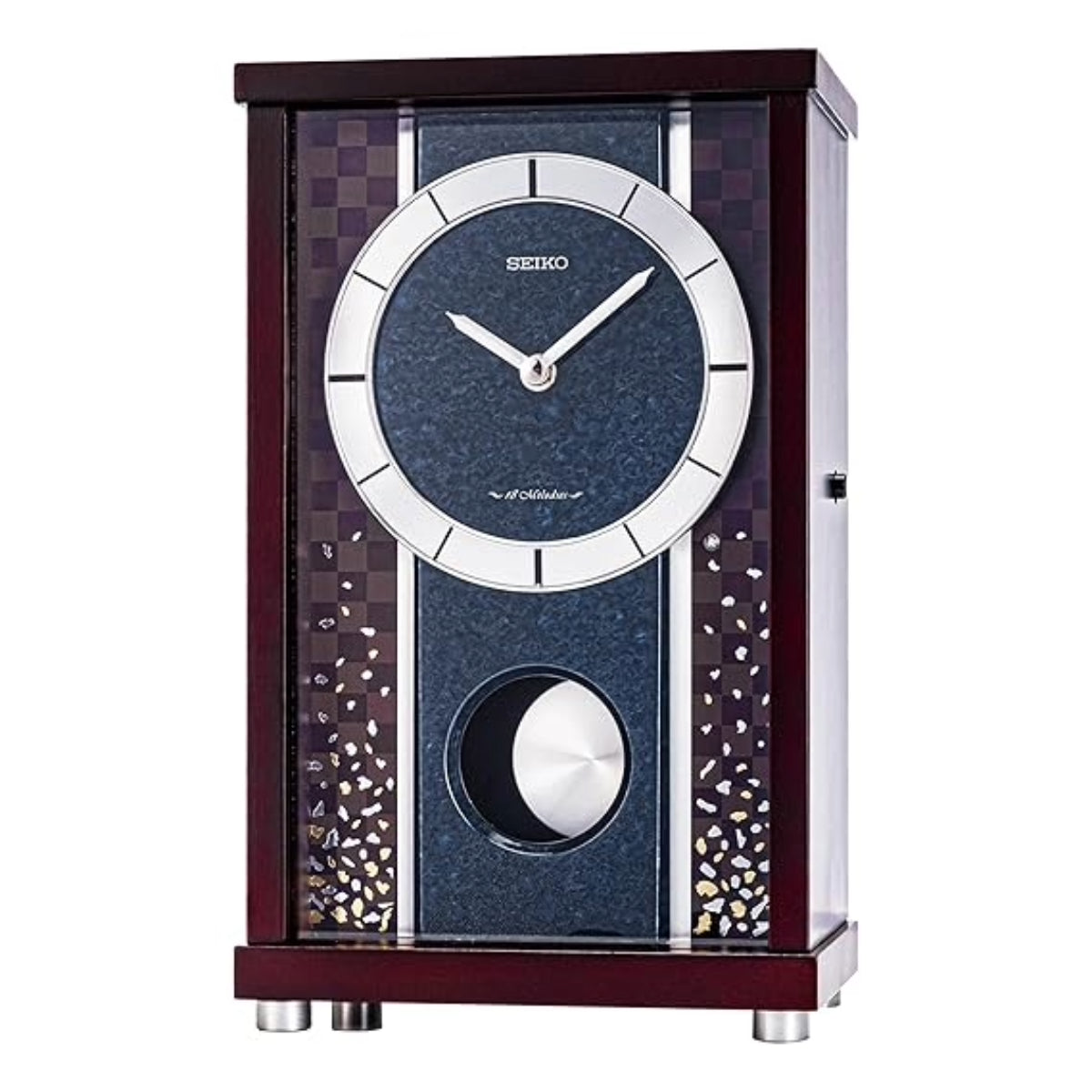 Seiko Table Clock Elegant Rectangular Wooden Dual Chime Sound Pendulum QXW251BN