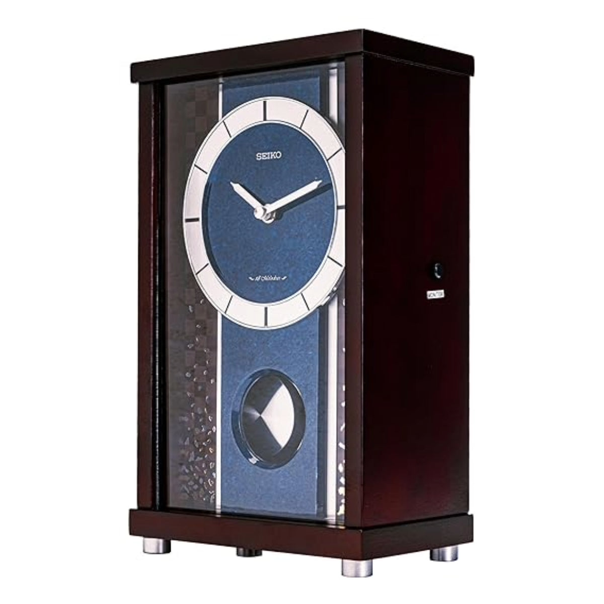 Seiko Table Clock Elegant Rectangular Wooden Dual Chime Sound Pendulum QXW251BN