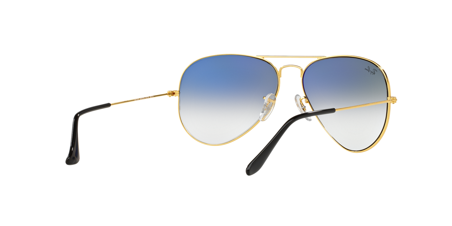 Ray-Ban RB3025 001/3F Aviator Sunglasses – Gold Frame, Gradient Blue Lenses