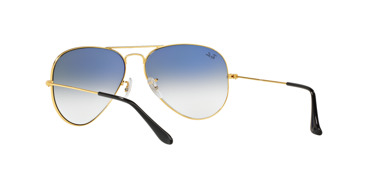 Ray-Ban RB3025 001/3F Aviator Sunglasses – Gold Frame, Gradient Blue Lenses
