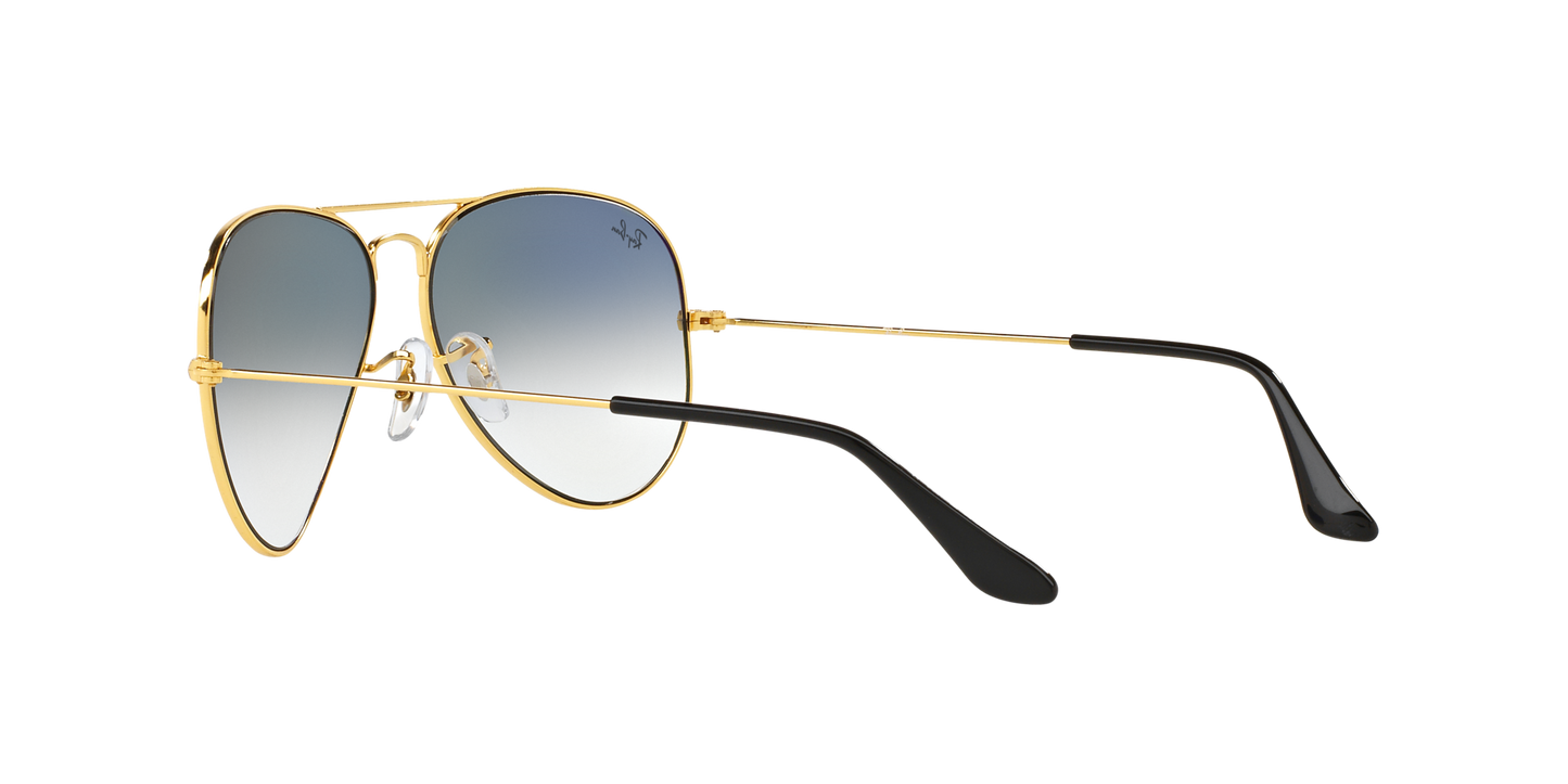 Ray-Ban RB3025 001/3F Aviator Sunglasses – Gold Frame, Gradient Blue Lenses