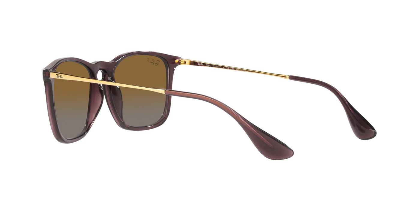 Ray-Ban Chris RB4187 6593/T5 Sunglasses – Transparent Brown, 54mm Polarized