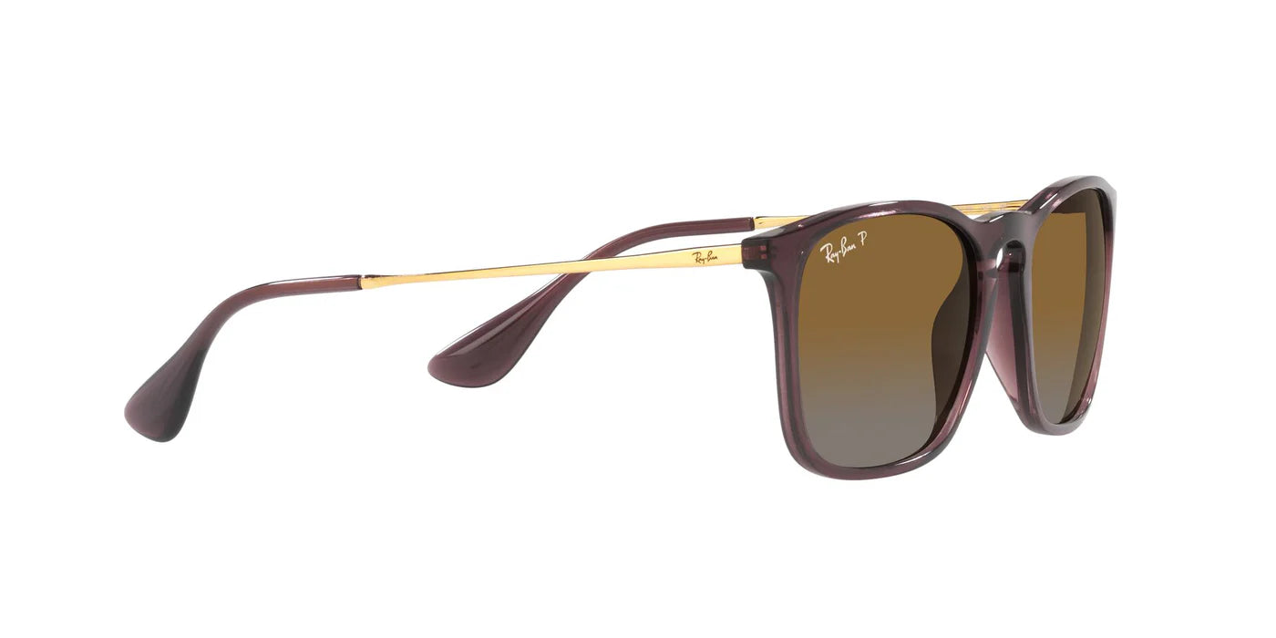 Ray-Ban Chris RB4187 6593/T5 Sunglasses – Transparent Brown, 54mm Polarized